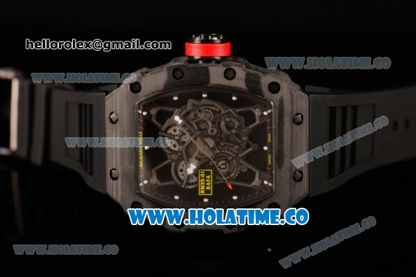 Richard Mille RM35-01 Bubba Watson Tourbillon Manual Winding Carbon Fiber Case with Skeleton Dial and White Dot Markers - Click Image to Close